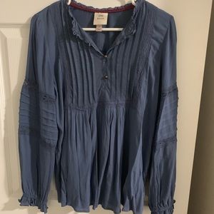 Knox Rose long sleeve blouse, steel blue, size S